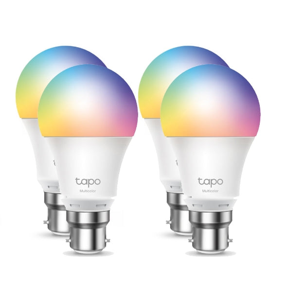 TP-LInk Tapo L530B(4-Pack) Smart Wi-Fi Light Bulb, Multicolor, Bayonet Fitting, No Hub Required, Voice Control, 60W