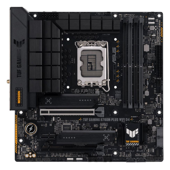 ASUS TUF GAMING B760M-PLUS WIFI D4 Intel LGA1700 mATX Motherboard 128GB,4xDDR4,1xPCIe 5.0 x16, 2xM.2,4 xSATA,1xDP, 1xHDMI, Wi-Fi 6