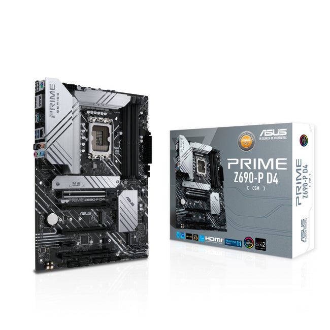 ASUS PRIME Z690-P D4-CSM Intel LGA 1700 ATX Motherboard DDR4, PCIe 5.0, 3xM.2, HDMI, DP, 2.5 Gb Ethernet, USB-C, Thunderbolt 4, RGB