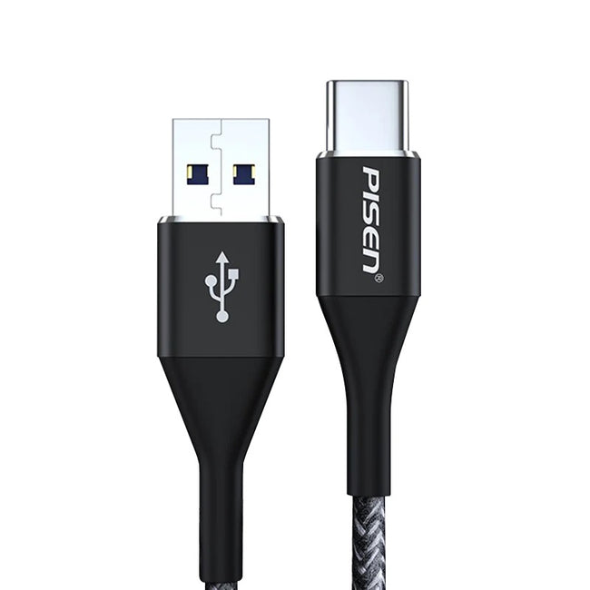 [LS] Pisen Braided USB-C to USB-A 50W Fast Charge Pro Cable (2M) - Supports 5A, Bend-Resistant, Durable, Anti-Breaking, Lower Heat, High Efficiency