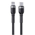 Pisen Braided Lightning to USB-C PD Fast Charge Cable (2M) Black-Supports 3A,Reinforced Wire Treatment for Damage Resistance,Apple iPhone/iPad/MacBook