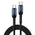 Pisen Braided USB-C to USB-C 100W PD Fast Charge Cable (1M) Black - Bend-Resistant, Samsung Galaxy,Apple iPhone,iPad,MacBook,Google,OPPO,Nokia,Laptop