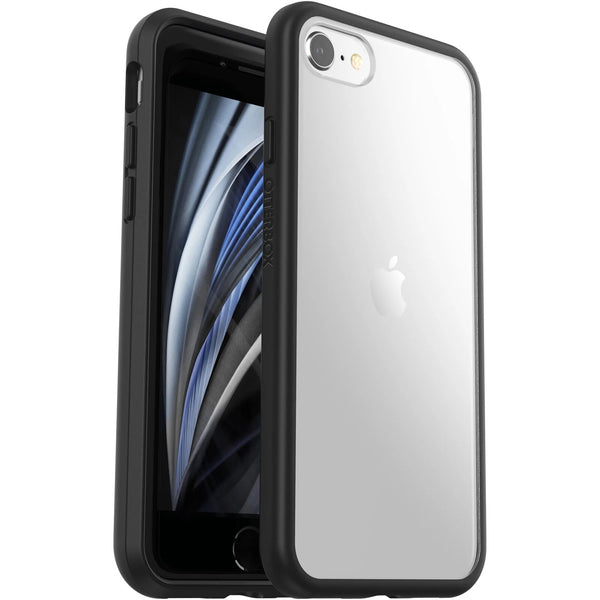 OtterBox React Apple iPhone SE (3rd & 2nd Gen) and iPhone 8/7 Case Black Crystal (Clear/Black) - (77-80951), Antimicrobial,DROP+ Military Standard