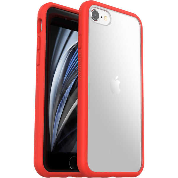 OtterBox React Apple iPhone SE (3rd & 2nd Gen) and iPhone 8/7 Case Power Red (Clear / Red) - (77-80953), Raised Screen Bumpers, Ultra-Slim