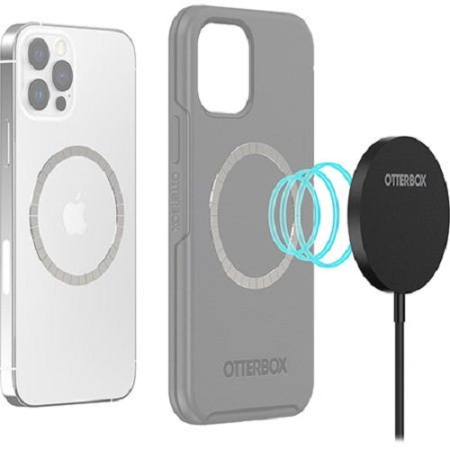 OtterBox Charging Pad for MagSafe (7.5W) - Black (78-80633), 15W Qi-Compatible Wireless Charger, Integrated USB-C Cable (2M), Compact, Seamless