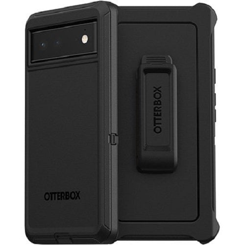 OtterBox Defender Google Pixel 6 5G (6.4') Case Black - (77-84007), DROP+ 4X Military Standard, Multi-Layer, Included Holster, Raised Edges, Rugged