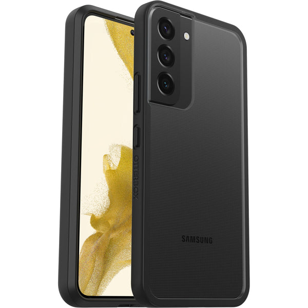 OtterBox React Samsung Galaxy S22 5G (6.1') Case Black Crystal (Clear/Black) - (77-86608),Antimicrobial,DROP+ Military Standard,Raised Edges,Hard Case