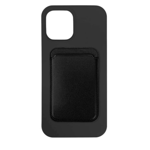 Cleanskin Silicon Case with Magnetic Card Holder - For iPhone 13 (6.1') - Black (CSCSLAE192BLA), Stand Functionality, Credit Card Storage,Clear