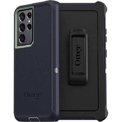 OtterBox Defender Samsung Galaxy S21 Ultra 5G (6.8') Case Varsity Blues - (77-81254), DROP+ 4X Military Standard, Multi-Layer, Included Holster,Rugged