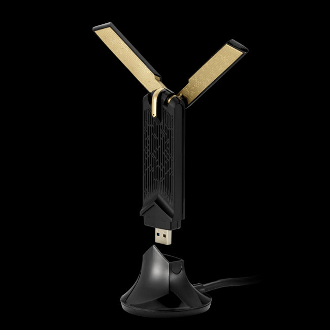 ASUS USB-AX56 Dual Band AX1800 USB Wi-Fi 6 Adapter, 802.11ax 1201Mbps+574Mbps, WPA3, OFDMA, MU-MIMO, BSS Colouring, External Cradle (WIFI6)