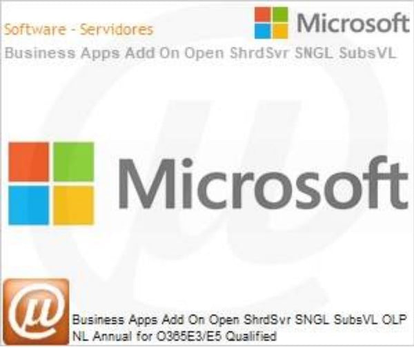 MICROSOFT BUSINESS APPS ADD ON OPEN SUB VL OLP 1L NO LEVEL O365E3/E5 QUALIFIED ANL