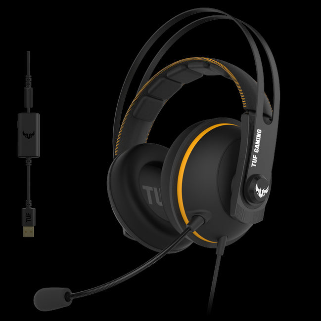 ASUS TUF GAMING H7 YELLOW  PC/ PS4 /Nntendo Switch / Mobile / XBox Gaming Headset, Onboard 7.1 Virtual Surround, Inline Controls