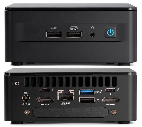 Intel NUC i7-1165G7 Pro 4.7 GHz 2xDDR4 SODIMM M.2 & 2.5' SSD 4xDisplays Iris Xe 2xHDMI 2xDP via USB-C 2xThuderbolt WiFi6 4xUSB GbE LAN no AC Cord