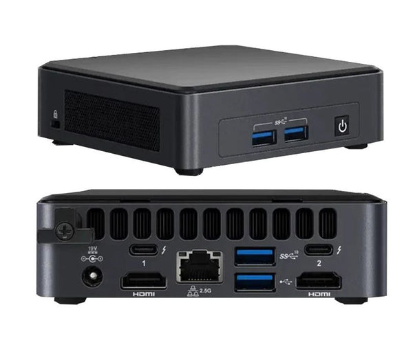 Intel NUC i7-1185G7 vPro 4.8 GHz 2xDDR4 SODIMM M.2 SSD 4xDisplays Iris Xe 2xHDMI 2xDP via USB-C 2xThuderbolt WiFi6 4xUSB GbE LAN no AC Cord