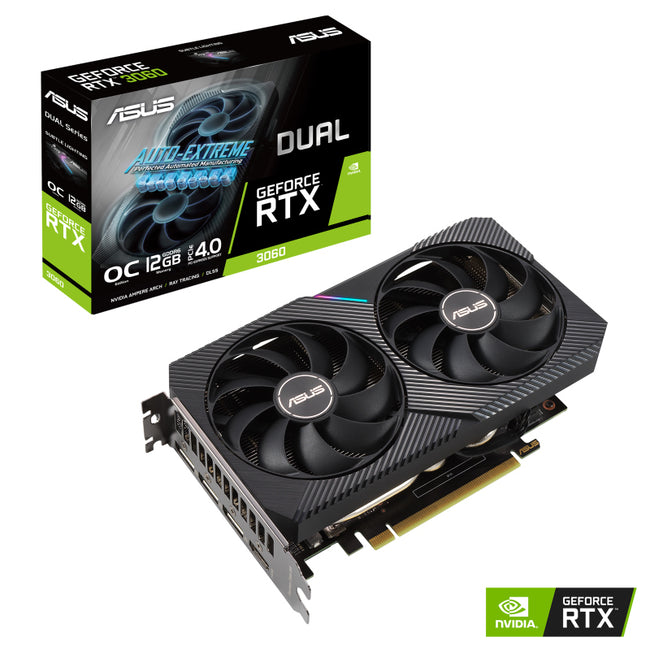 ASUS nVidia GeForce DUAL-RTX3060-O12G-V2 RTX3060 V2 12GB GDDR6 OC Edition,1867 Mhz Boost, 1xHDMI 2.1 3xDP  1.4a (LHR)