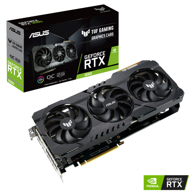 ASUS nVidia GeForce TUF-RTX3060-O12G-V2-GAMING RTX3060 V2 OC Edition 12GB  GDDR6 1882Mhz Boost, PCIE4.0 2xHDMI 3xDP (LHR)