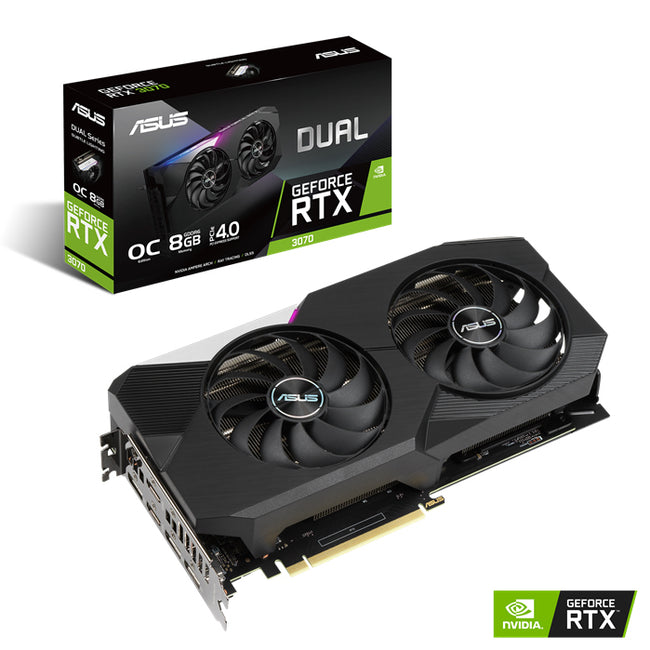 ASUS nVidia GeForce DUAL-RTX3070-O8G-V2 RTX 3070 V2 8GB GDDR6 OC Edition 1800MHz Boost, 2xHDMI 3xDP Ampere SM, 2nd RT Cores, 3rd Gen Tensor Cores (LHR