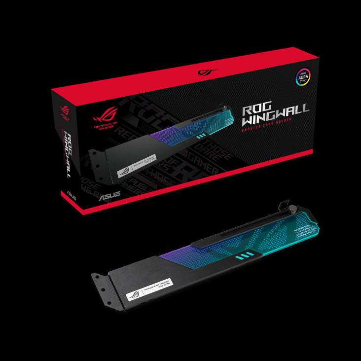 ASUS ROG-WINGWALL-HOLDER Graphics Card Holder Supports All ATX Size  Chassis, Eliminate Sag, Tough Aluminium Alloy, Swappable Acrylic Plate,  Aura Sync