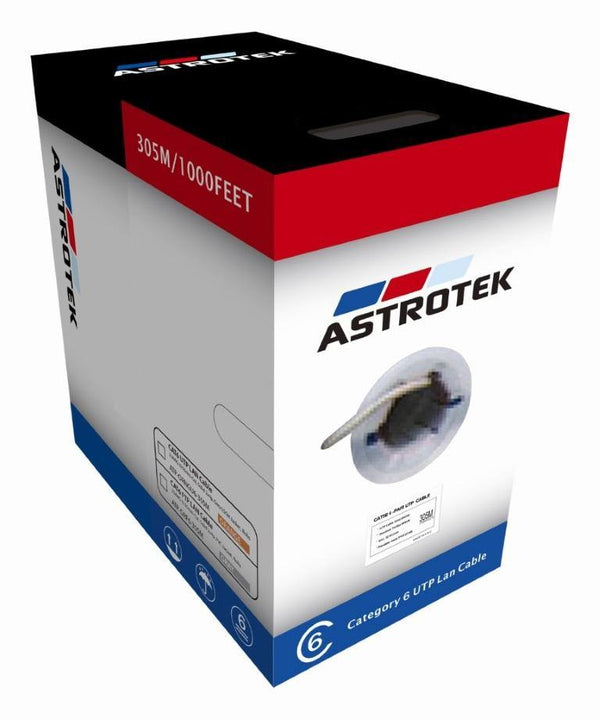 Astrotek CAT6 FTP Cable 305m Roll - Grey White Full 0.55mm Copper Solid Wire Ethernet LAN Network 23AWG 0.55cu Solid 2x4p PVC Jacket - Connected Technologies