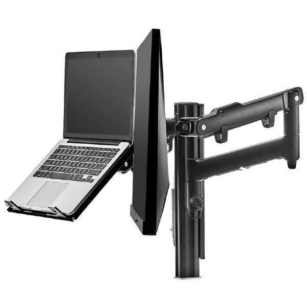 Atdec AWM Dual monitor arm solution - dynamic arms  - 135mm post - bolt - black with a note book tray - Connected Technologies