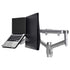 Atdec AWM Dual monitor arm solution - dynamic arms  - 135mm post - Grommet - silver with a note book tray - Connected Technologies