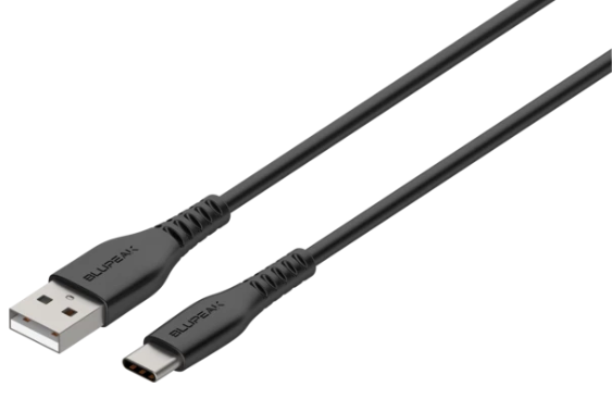 BLUPEAK 2.5M USB-C TO USB-A CHARGE/SYNC CABLE - BLACK (LIFETIME WARRANTY) - Connected Technologies