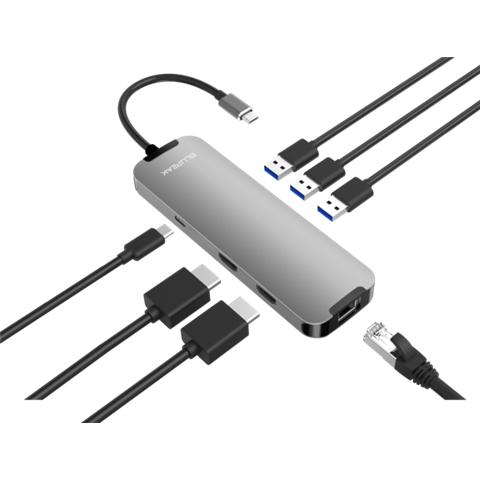 BLUPEAK USB-C MULTI-PORT HUB, HDMI(2), USB3.0(2), USB-C(1), GbE(1), PD, (2 YEAR WARRANTY) - Connected Technologies