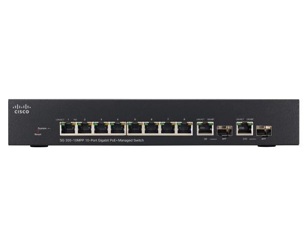 Cisco SG350-10MP 10-Port Gigabit Managed Switch 8 PoE+ Ports 124 Watts 2 GbE &amp; 2 combo Gb SFP Slots - Connected Technologies