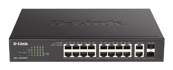 D-Link 18-Port Smart Managed Switch with 16 PoE+ and 2 Combo RJ45/SFP ports. PoE budget 130W - Connected Technologies