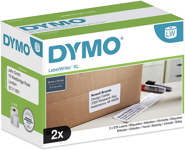 Dymo LW 102mm x 59mm White x2 - Connected Technologies