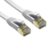 Edimax 2m White 10GbE Shielded CAT7 Network Cable - Flat 100% Oxygen-Free Bare Copper Core, Alum-Foil Shielding, Grounding Wire, Gold Plated RJ45