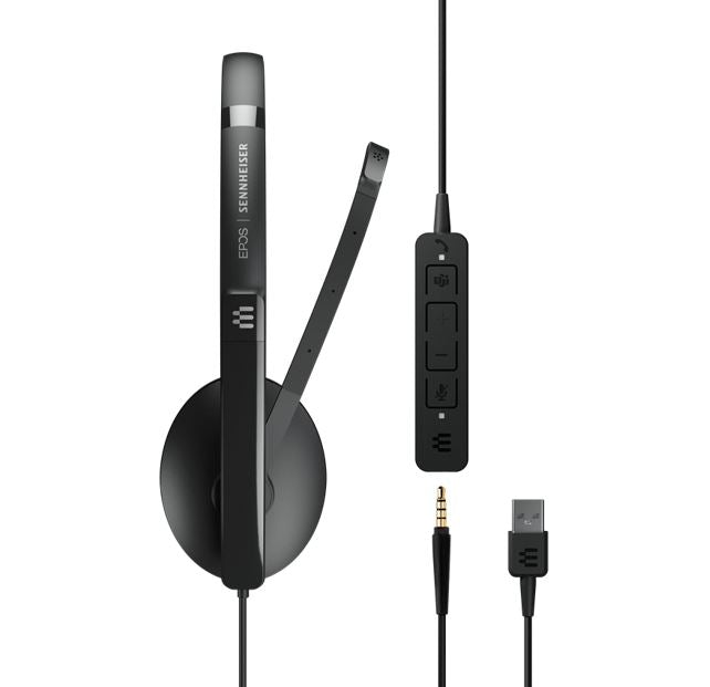 EPOS ADAPT 135T USB II On-ear, single-sided usb-A headset with 3.5 mm jack and detachable USB cable with in-line call control