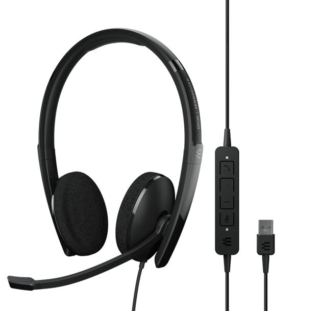 EPOS ADAPT 160 USB II On-ear, double-sided USB-A headset with in-line call control and foam earpads. Optimised for UC.
