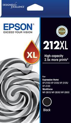 EPSON 212XL BLACK INK FOR XP-4100 XP-3105 XP-3100 XP- 2100 WF-2850 WF-2830 WF-2810 - Connected Technologies