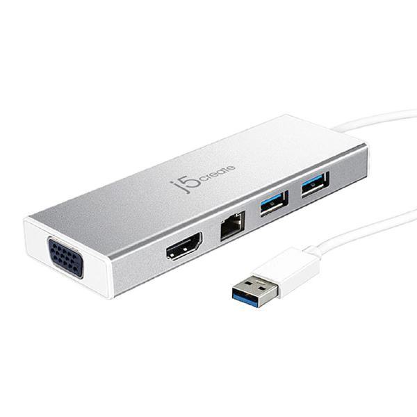 J5create JUD380 USB 3.0 Mini Dock (Adapter includes HDMI &amp; VGA output, USB 3.1 Type-A port x 2, Gigabit Ethernet port) - Connected Technologies