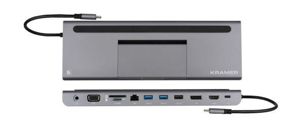 Kramer Docking Station - Multiport Adapter USB Type-C-HDMI/DP/RJ45/2 x USB 3.0/USB 2.0/SD/microSD/PD/VGA/Audio3.5 (Cable Tools, Adapters &amp; Connectors) - Connected Technologies