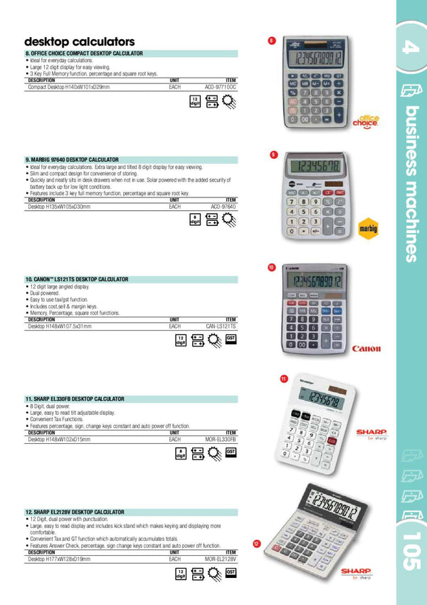 LS121TS CALCUATOR 12 DIGIT DUAL POWER TAX FUNCTION ANGLED DISPLAY - Connected Technologies