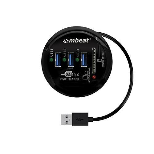 mbeat® Portable USB 3.0 Hub and Card Reader - USB 3.0/2.0, SDXC/SDHC/ MMC/MMC4.0/ RS-MMC/RS-MMC/Micro-SDXC/Micro-SDHC/ MicroSD, up to 2TB - Connected Technologies
