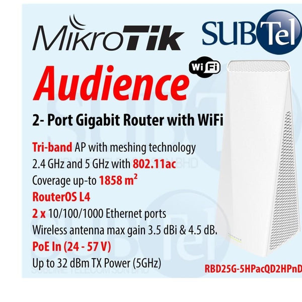 MikroTik RBD25G-5HPacQD2HPnD Audience 2/5GHz Meshing High Power AP - Connected Technologies