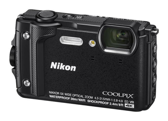 Nikon Digital Compact Camera COOLPIX W300, Black,16MP, 5x Optical Zoom, Fixed Lense, f/2.8-4.9, All Weather, Waterproof, 4K Recording,SnapBridge, GPS