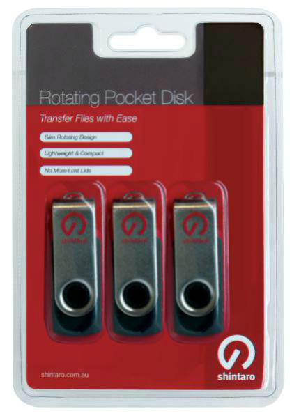Shintaro 16GB Rotating Pocket Disk 3 Pack USB2.0 - Connected Technologies