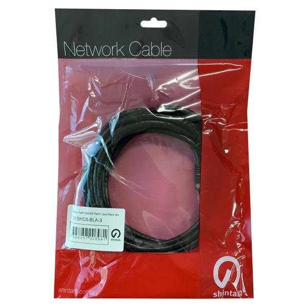 Shintaro Cat6 24 AWG Patch Lead Black 3m - Connected Technologies