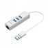 Simplecom CHN420 Silver Aluminium 3 Port SuperSpeed USB HUB with Gigabit Ethernet Adapter - Connected Technologies