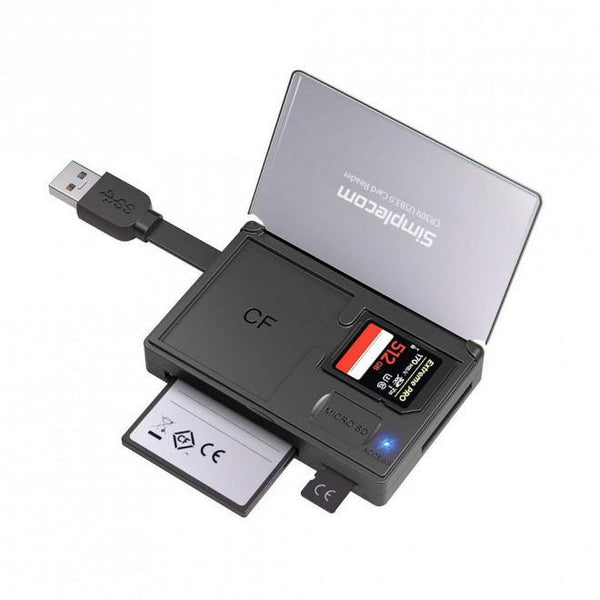 Simplecom CR309 3-Slot SuperSpeed USB 3.0 Card Reader with Card Storage Case - Connected Technologies