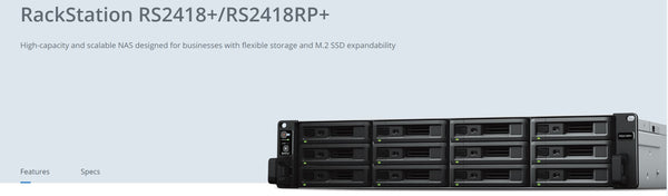 Synology RackStation RS2418+ 12-Bay 3.5&quot; Diskless 4xGbE NAS (2U Rack) (SMB), Intel Atom 2.1GHz, 4GB RAM, 2xUSB3, Scalable - With SRS - 29Mar18 - Connected Technologies