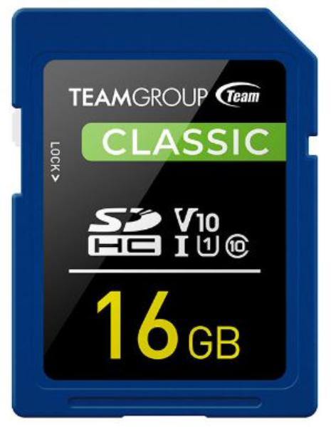 Team Classic SD Memory Card -16 GB  UHS (Ultra) Speed Class 1(U1). Supports Video Speed Class 10(V10). - Connected Technologies