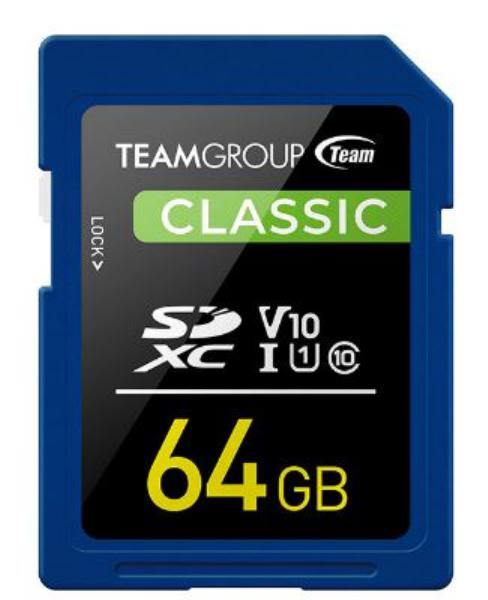 Team Classic SD Memory Card -64 GB.  UHS (Ultra) Speed Class 1(U1). Supports Video Speed Class 10(V10). - Connected Technologies