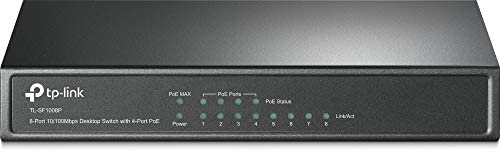 TP-LINK 8 PORT UNMANAGED DESKTOP SWITCH, 10/100 (8), POE (4),BLACK, 5YR