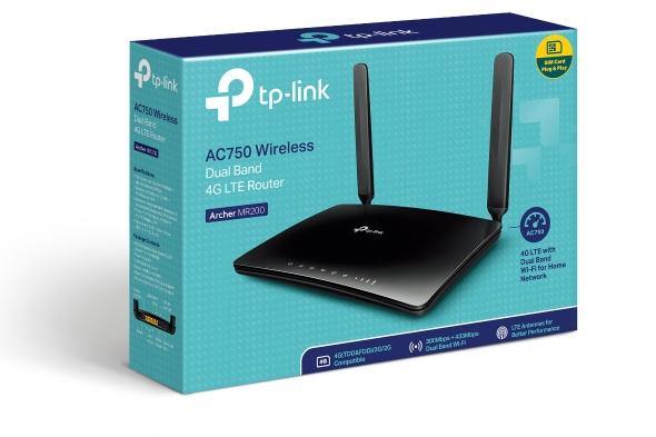 TP-LINK Archer MR200 AC750 Wireless Dual Band 4G LTE Router 300Mbps@2.4Ghz,, 433Mbps@5Ghz, LAN WAN Micro Sim Card, WPS Button, 2 Detachable Antenna - Connected Technologies