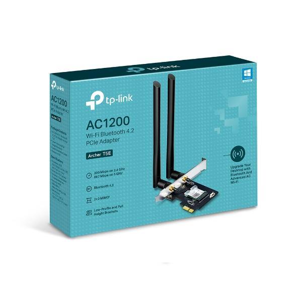 TP-Link Archer T5E AC1200 Wireless Dual Band PCle Adapter With Bluetooth 4.2, 867Mbps @ 5GHz, 300Mbps @2.4GHz - Connected Technologies